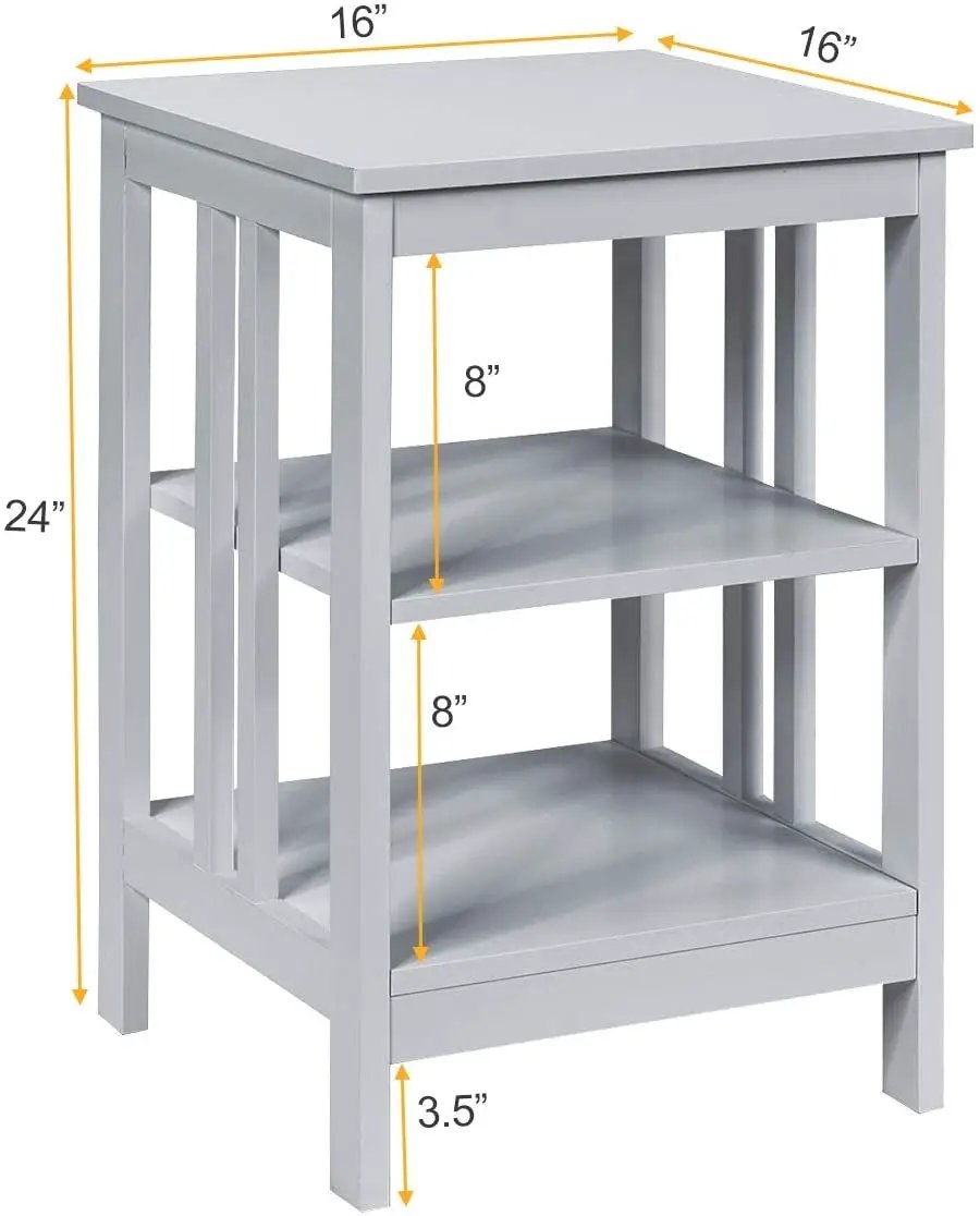 2 Pieces 3-Tier Nightstand with Reinforced Bars and Stable Structure by DirectDeals