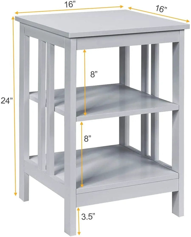 2 Pieces 3-Tier Nightstand with Reinforced Bars and Stable Structure by DirectDeals