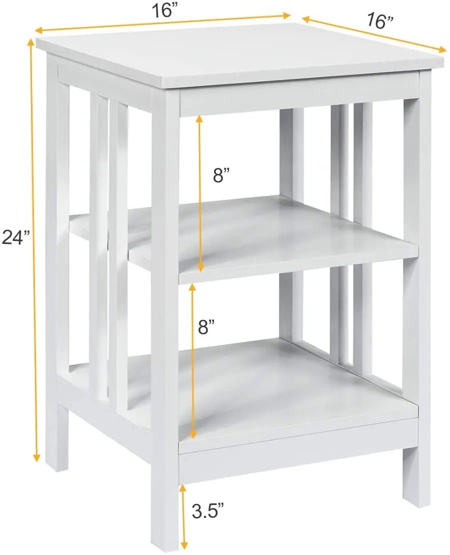 2 Pieces 3-Tier Nightstand with Reinforced Bars and Stable Structure by DirectDeals