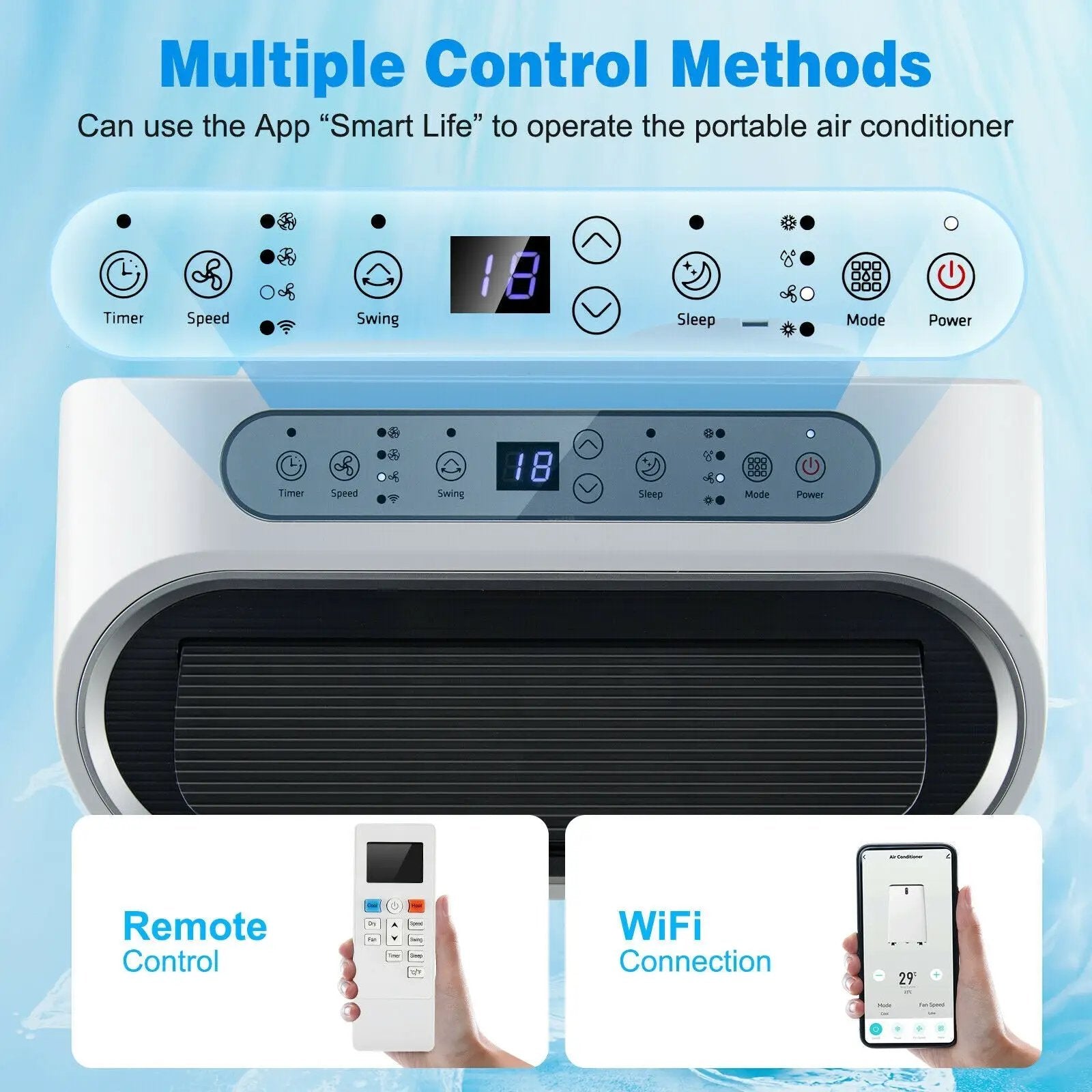 12000 BTU Portable 4-in-1 Air Conditioner with Smart Control-White by DirectDeals