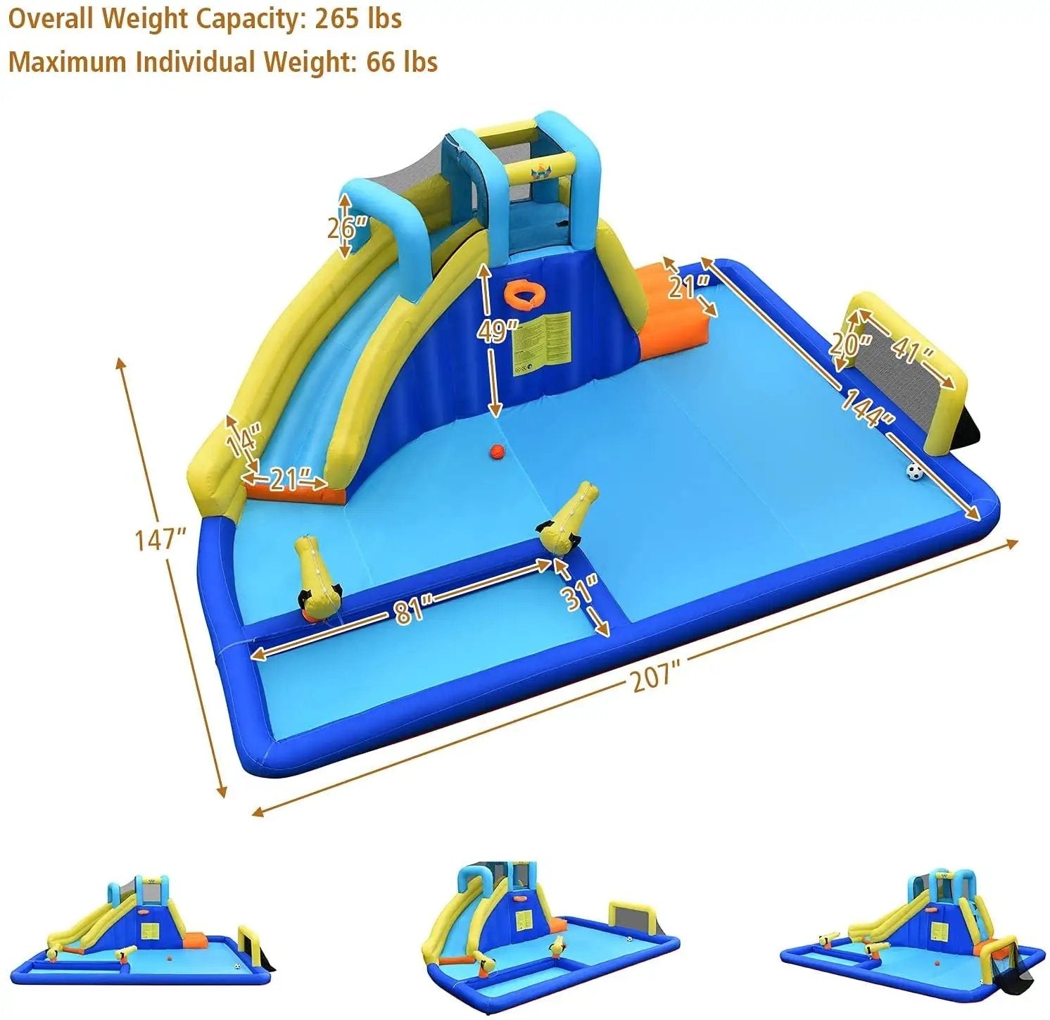 6-in-1 Inflatable Water Slides with Blower for Kids by DirectDeals