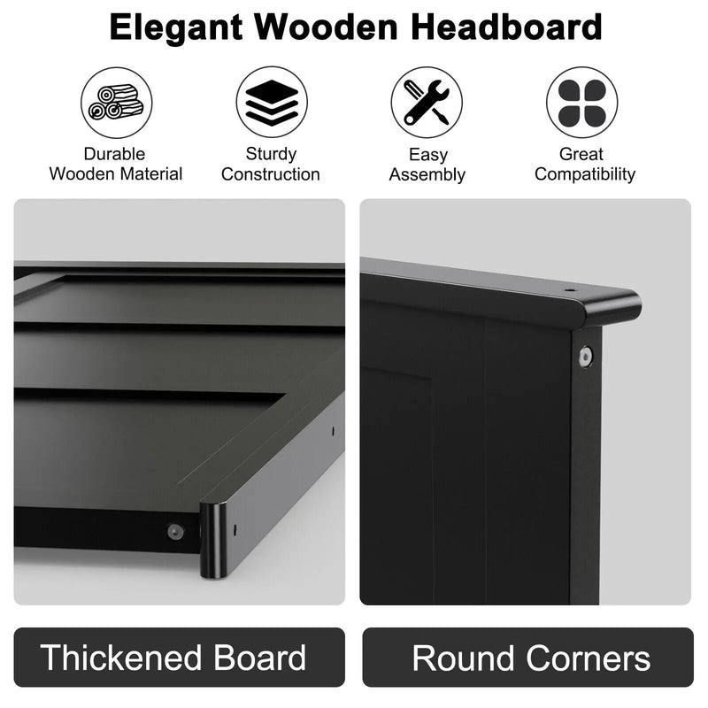 Full Wood Headboard Flat Panel with Pre-drilled Holes and Height Adjustment by DirectDeals