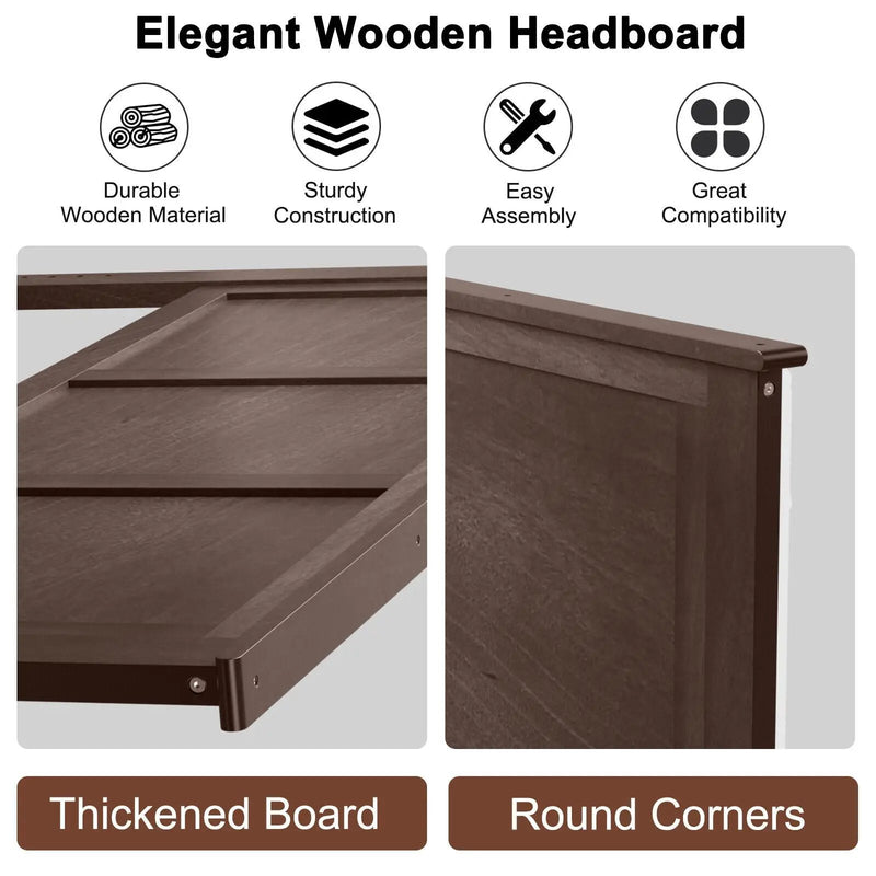 Full Wood Headboard Flat Panel with Pre-drilled Holes and Height Adjustment by DirectDeals