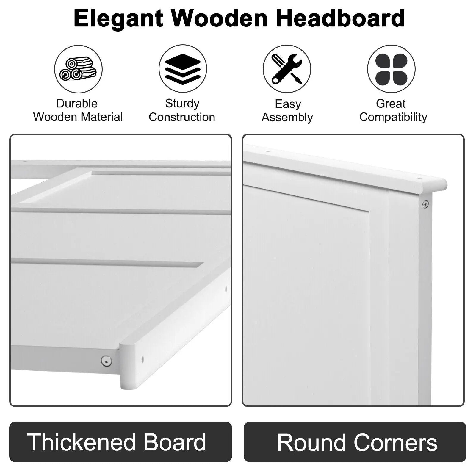 Full Wood Headboard Flat Panel with Pre-drilled Holes and Height Adjustment by DirectDeals