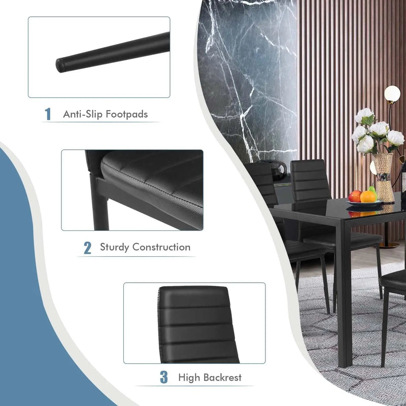4 Pieces Modern Leather Dinning Chairs Set with Metal Frame by DirectDeals