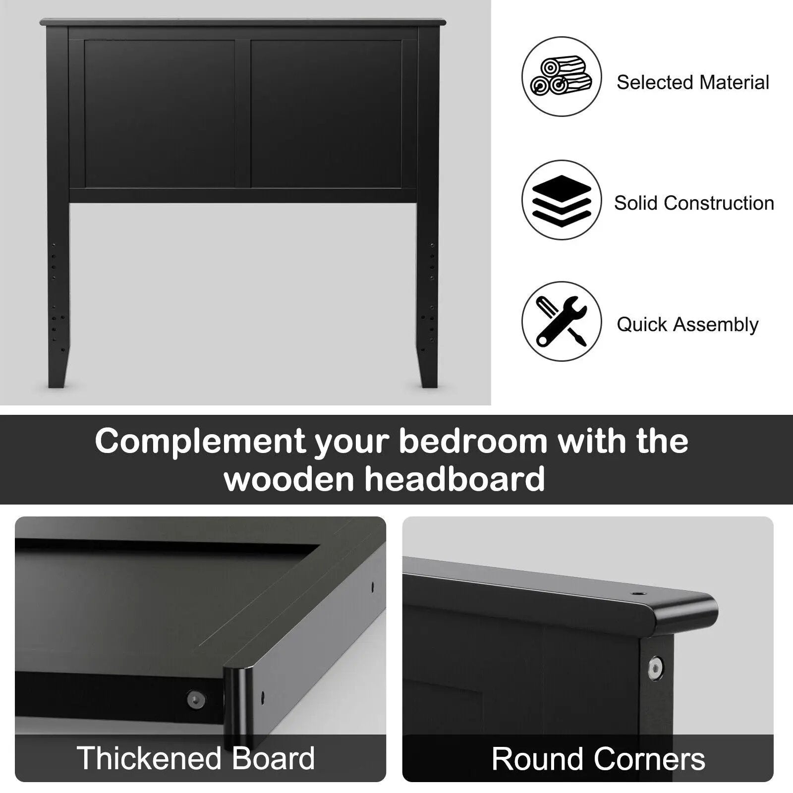 Solid Wood Flat Panel Headboard for Twin-size Bed by DirectDeals