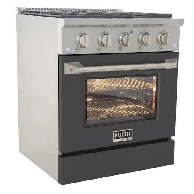 Kucht 30" Propane Range, Stainless Steel, Grey Oven Door, KNG301/LP-GR by Farmhouse Kitchen and Bath