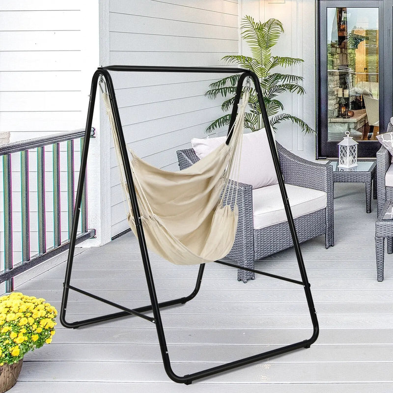Hanging Padded Hammock Chair with Stand and Heavy Duty Steel by DirectDeals