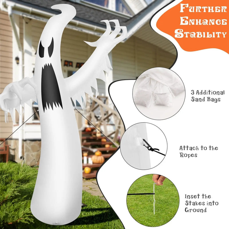12 Feet Halloween Inflatable Ghost with LED Lights by DirectDeals