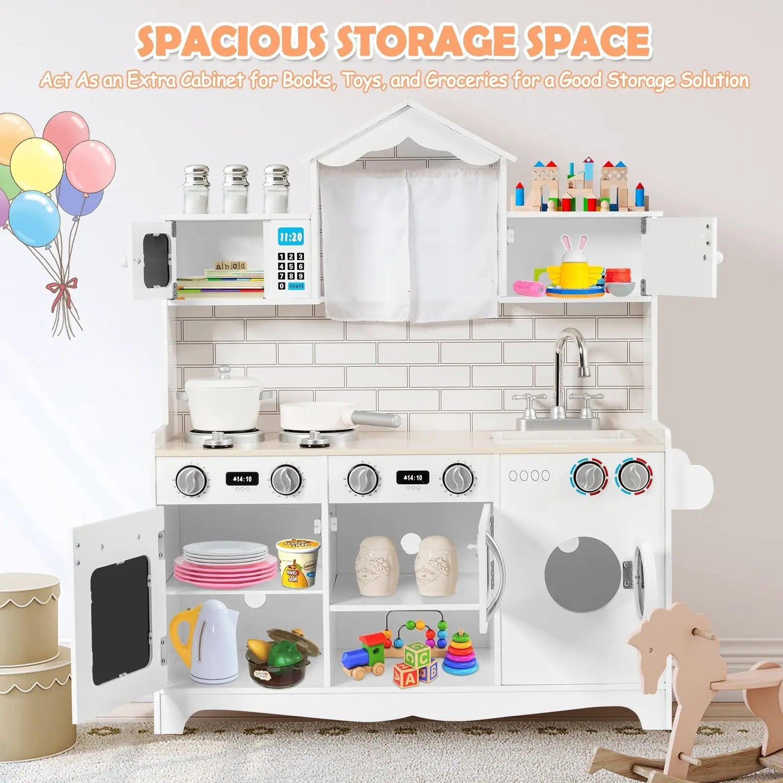 Wooden Kids Kitchen with Washing Machine by DirectDeals