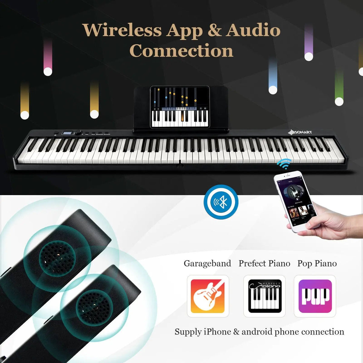 88-Key Folding Electric Lighted Piano Full-Size Portable Keyboard MIDI by DirectDeals