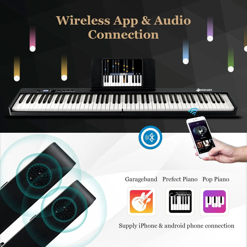 88-Key Folding Electric Lighted Piano Full-Size Portable Keyboard MIDI by DirectDeals