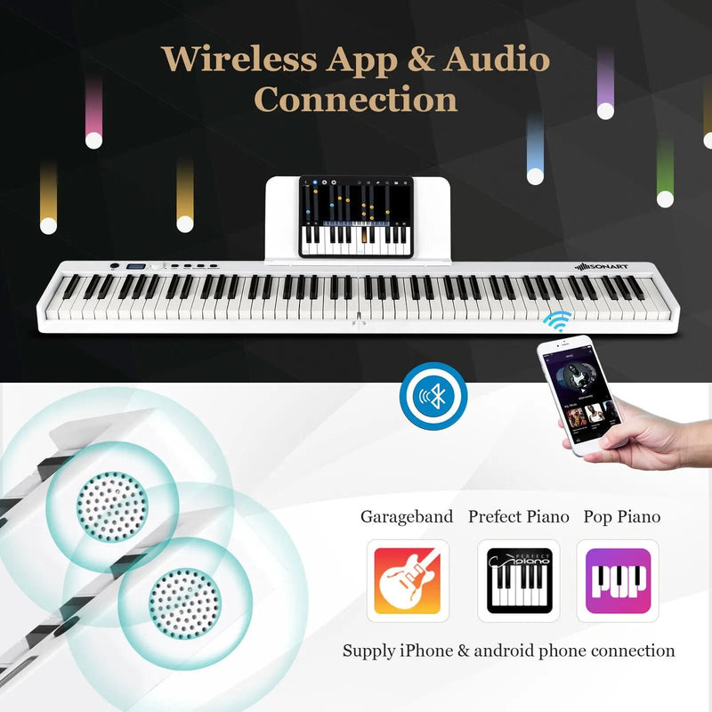 88-Key Folding Electric Lighted Piano Full-Size Portable Keyboard MIDI by DirectDeals