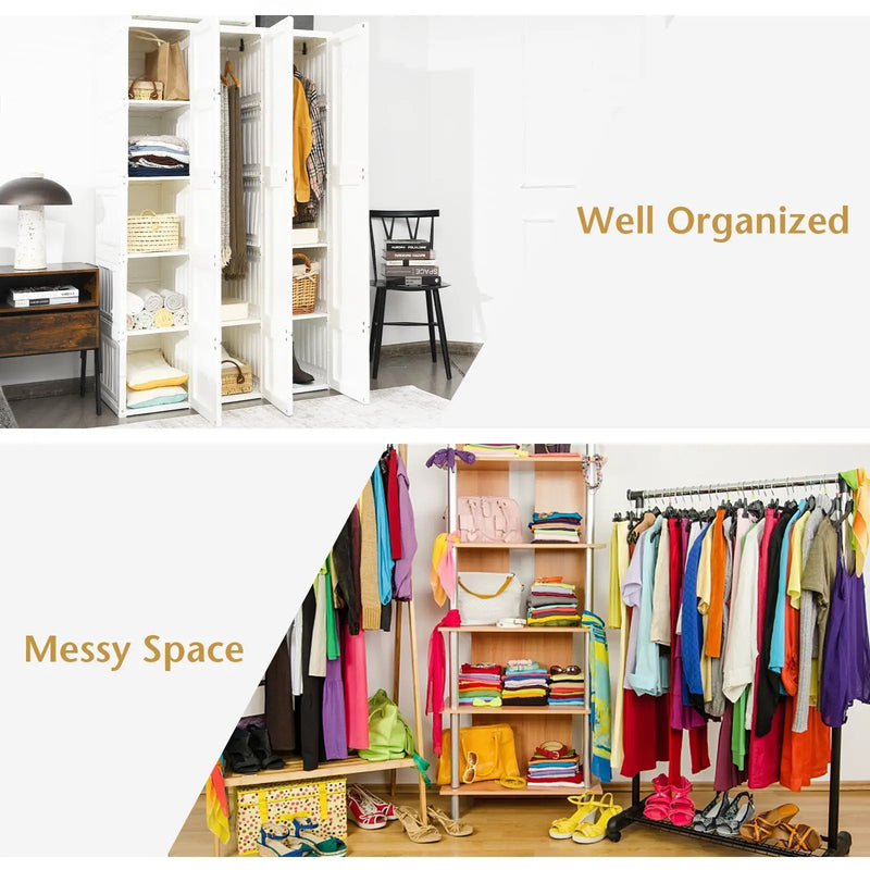 Foldable Armoire Wardrobe Closet with 10 Cubes by DirectDeals