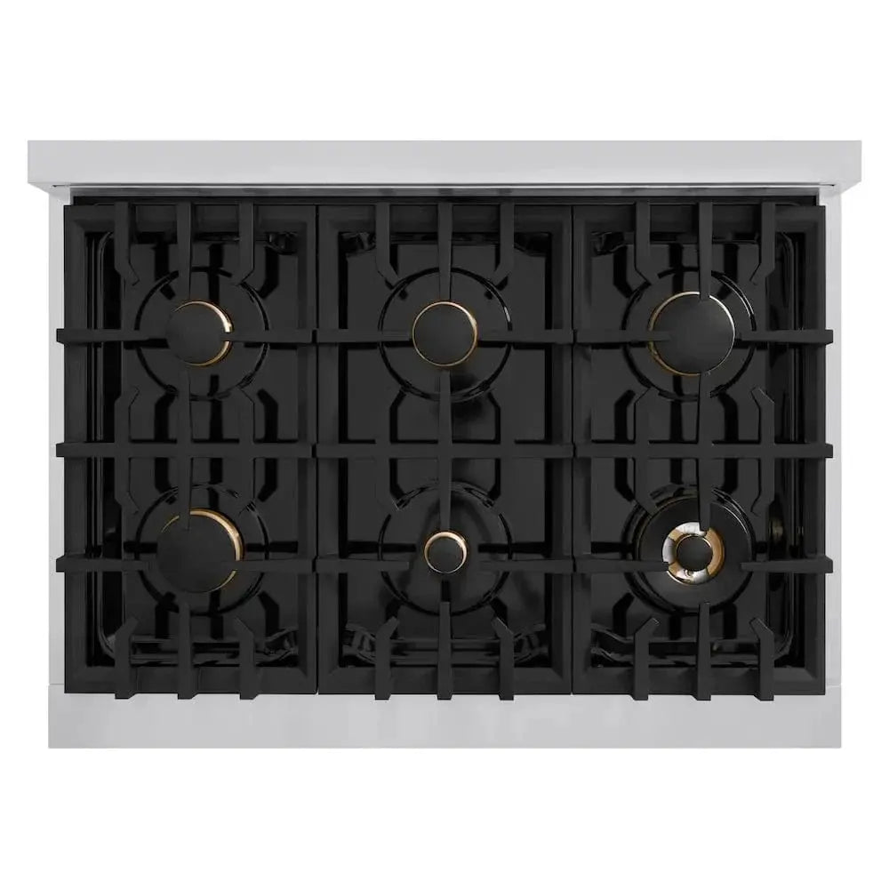 ZLINE 36" Dual Fuel Range, Gas Cooktop, Electric Convection Oven Stainless Steel, Matte Black CDRZ-36-MB by Farmhouse Kitchen and Bath