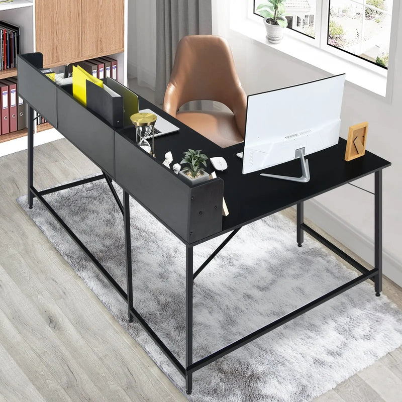 5.5 Inch L-shaped Computer Desk with Bookshelf by DirectDeals