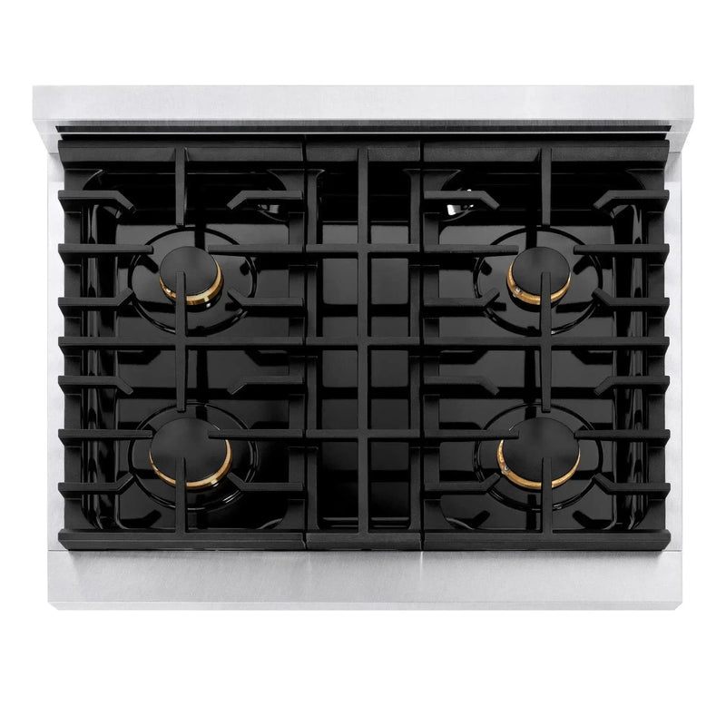 ZLINE 30"Paramount Dual Fuel Range DuraSnow® Matte Black SDRSZ-30-MB by Farmhouse Kitchen and Bath