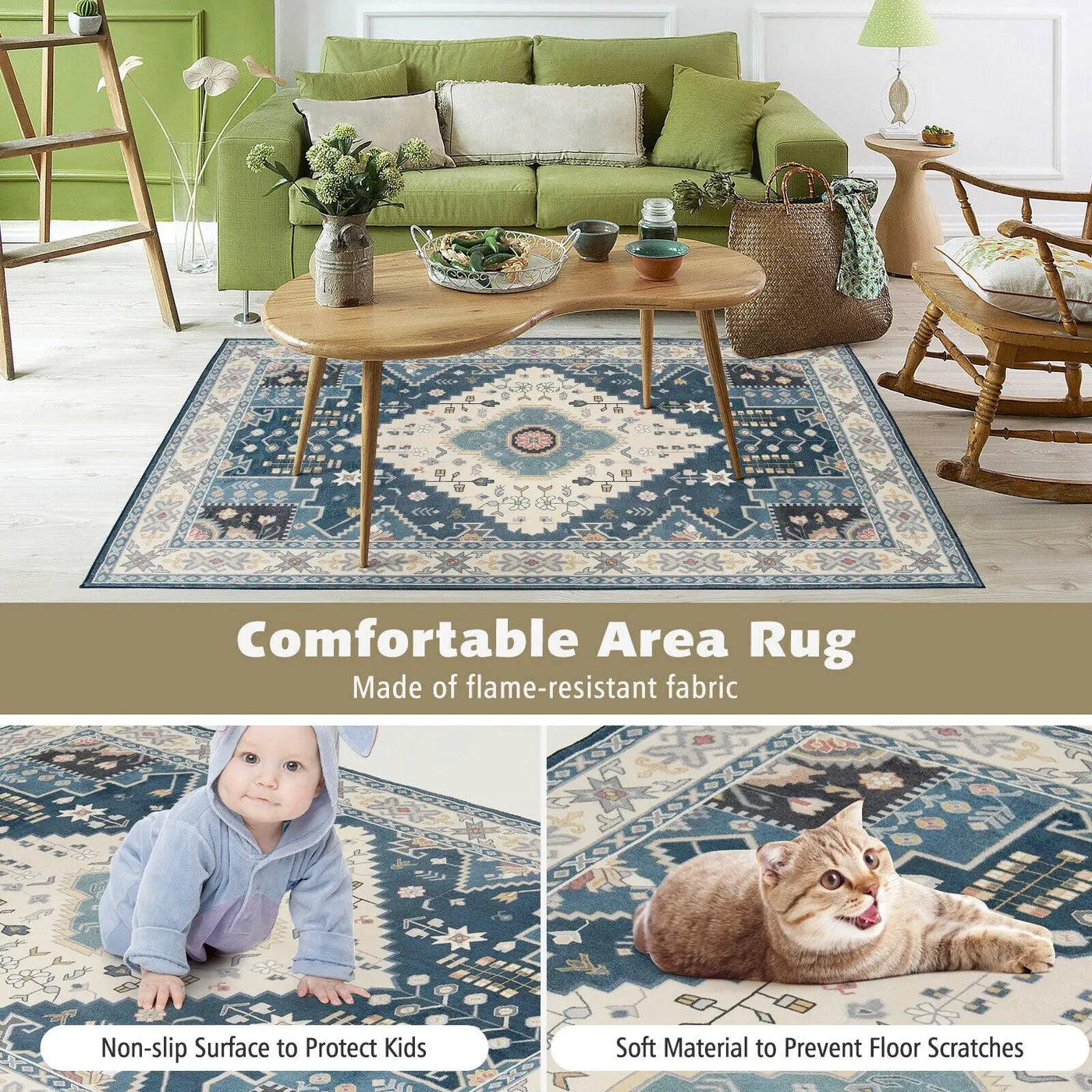 Faux Wool Fabric Area Rugs Doormat by DirectDeals