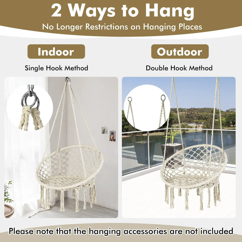 Hammock Chair LED Lights Hanging Swing Indoor Outdoor by DirectDeals