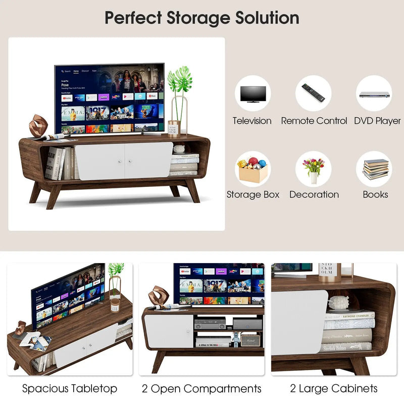 Sliding Door TV Stand with Adjustable Shelf for TVs up to 55 Inch by DirectDeals