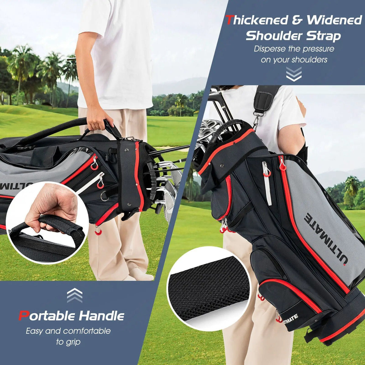 9.5 Inch Golf Cart Bag with 14 Way Dividers Top Organizer by DirectDeals