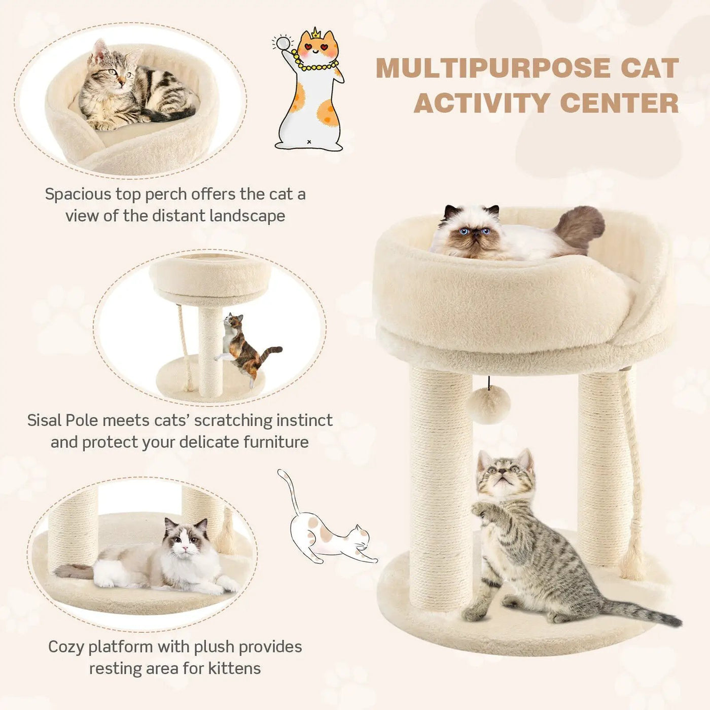 Cat Climbing Tree with Plush Perchs and Scratching Post by DirectDeals