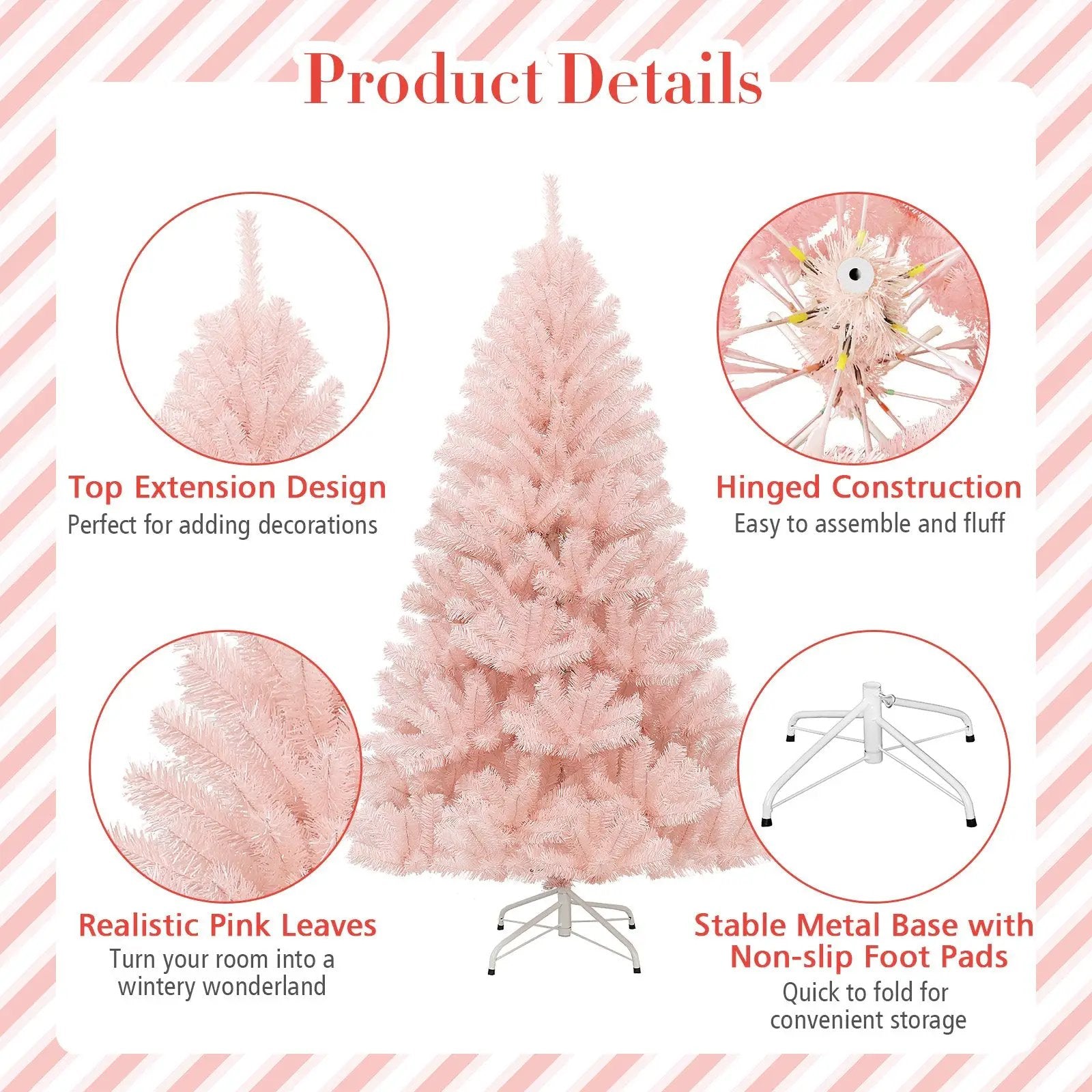 6/7 Feet Artificial Christmas Tree Hinged Full Fir Tree by DirectDeals