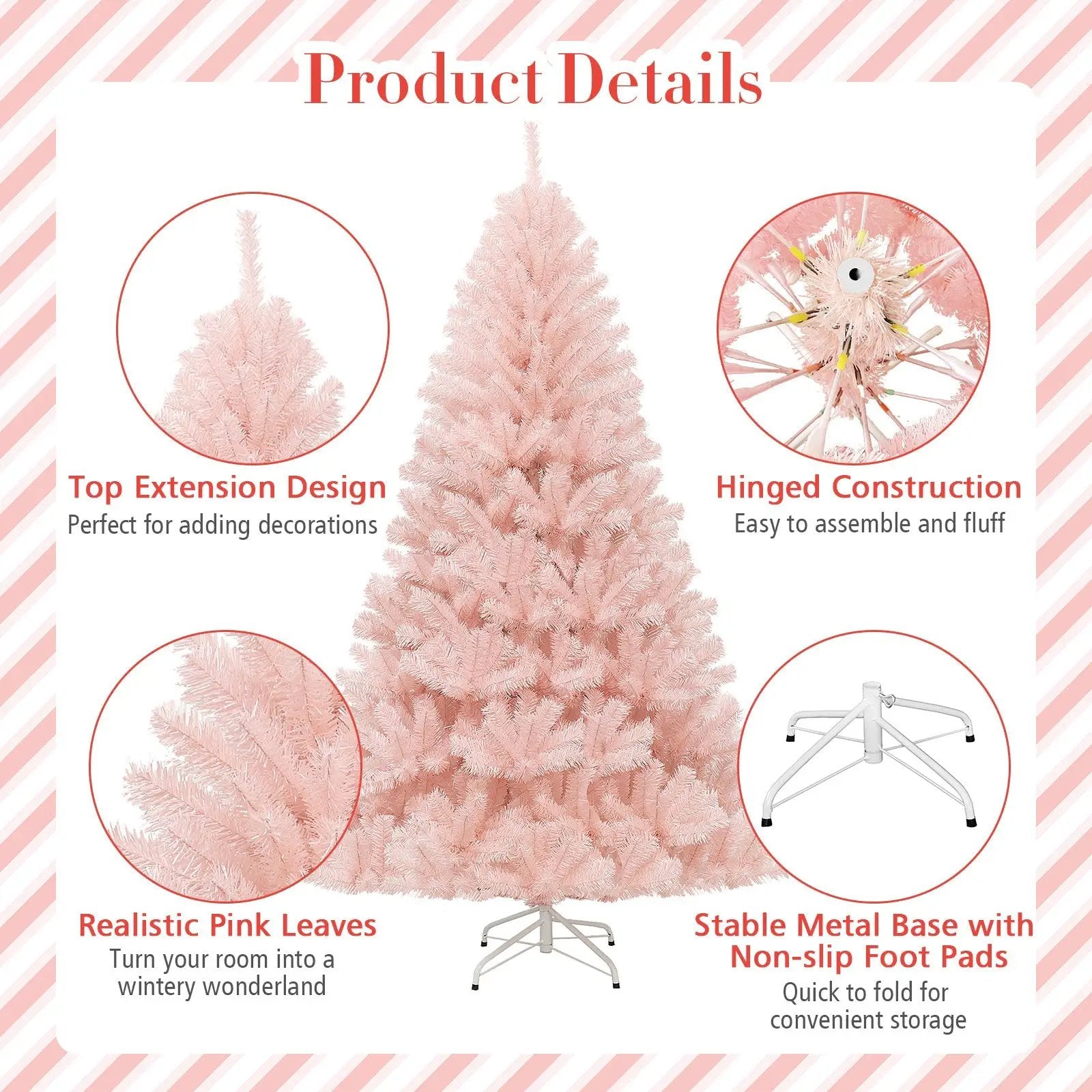 6/7 Feet Artificial Christmas Tree Hinged Full Fir Tree by DirectDeals