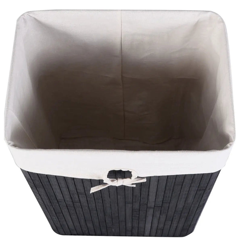 19 Gal Rectangle Laundry Basket Bamboo Clothes Hamper with Handles and Lid by DirectDeals