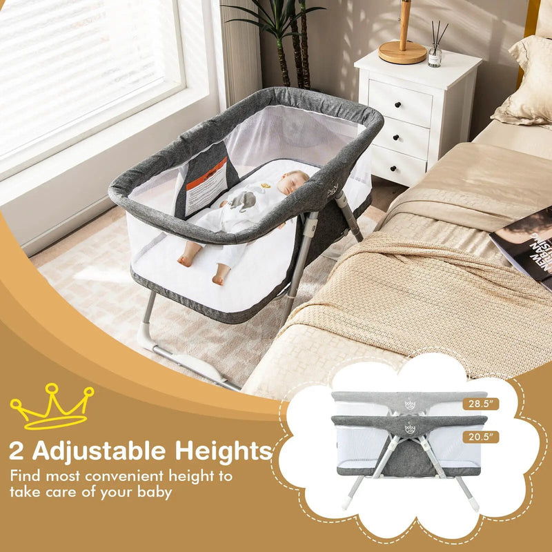 2-In-1 Baby Bassinet with Mattress and Net-Gray by DirectDeals