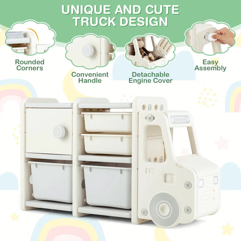 Toddler Truck Storage Organizer with Plastic Bins by DirectDeals