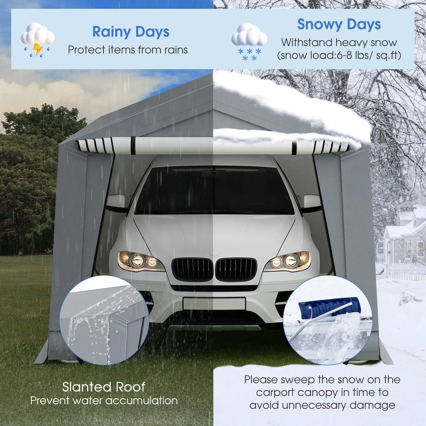 10 x 16/10 x 20 Feet Outdoor Heavy-Duty Carport with 2 Doors by DirectDeals