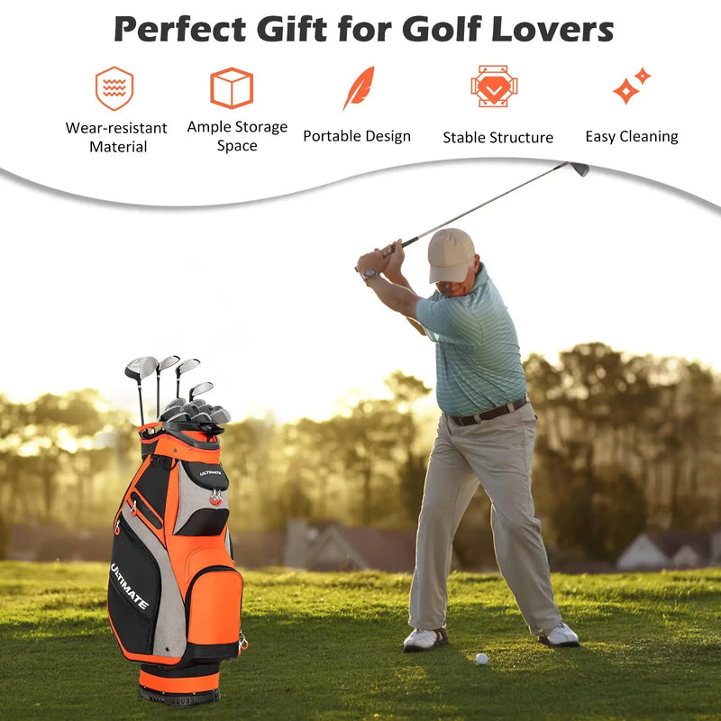 10.5 Inch Golf Stand Bag with 14 Way Dividers and 7 Zippered Pockets by DirectDeals