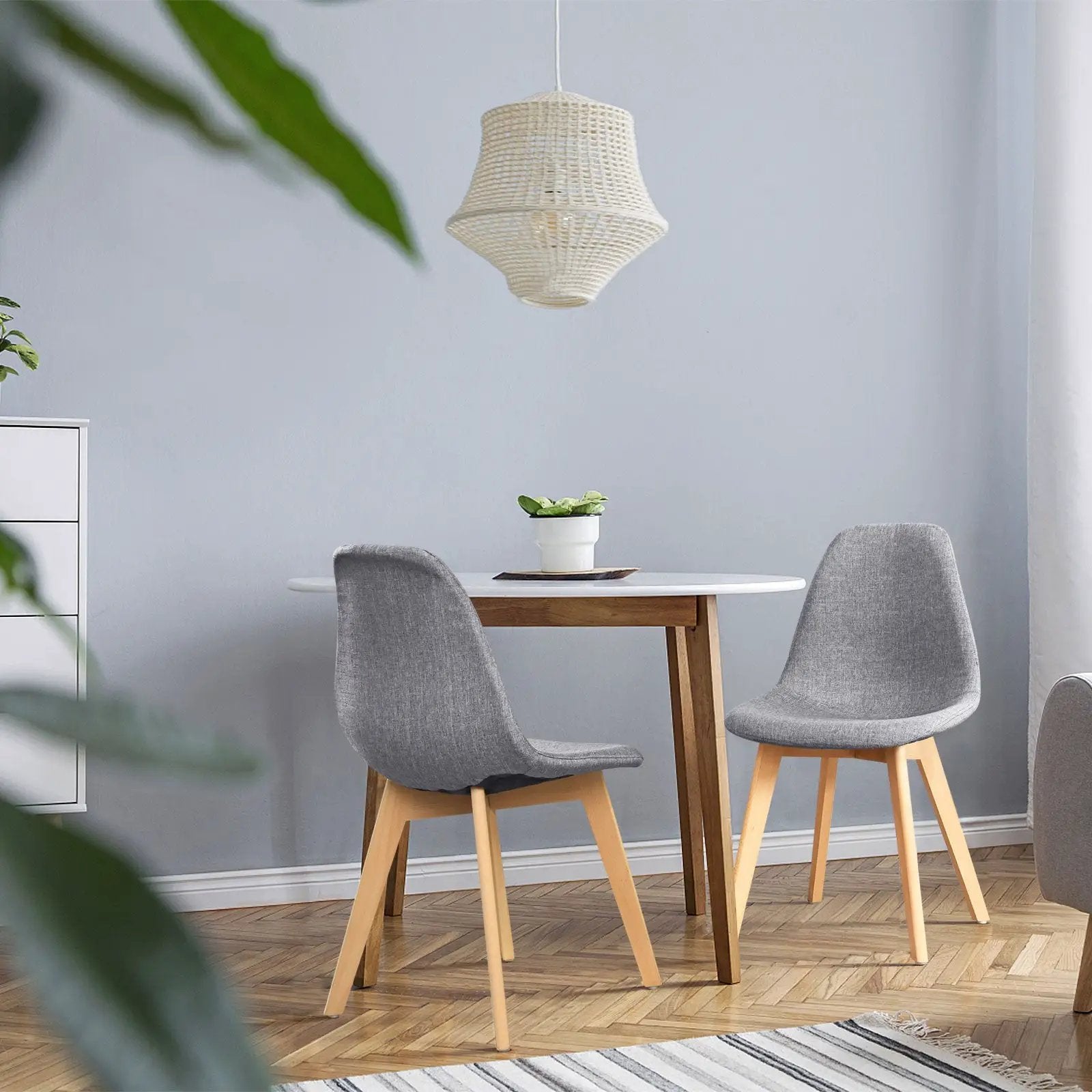 4 Pieces Modern Dining Chair Set with Wood Legs and Fabric Cushion Seat by DirectDeals