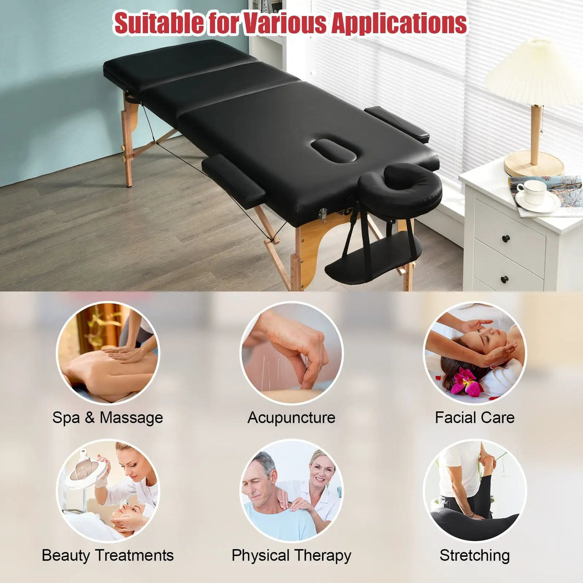 3 Fold Portable Adjustable Massage Table with Carry Case by DirectDeals