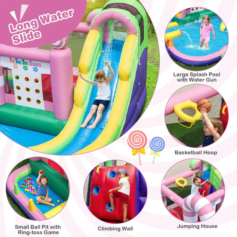 9-in-1 Inflatable Sweet Candy Water Slide Park with 680W Blower by DirectDeals