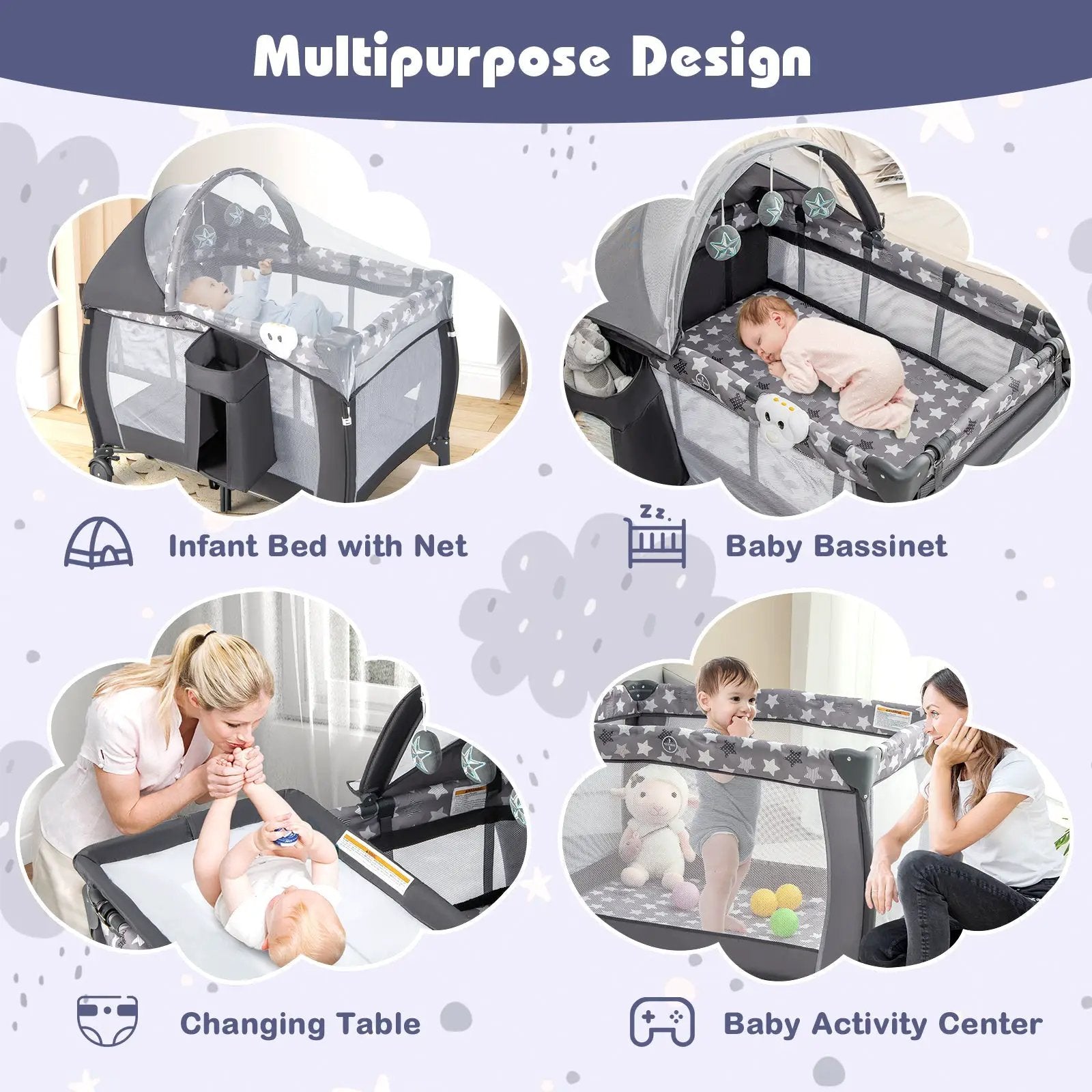 Portable Baby Nursery Center 4-in-1 Portable Travel Crib by DirectDeals