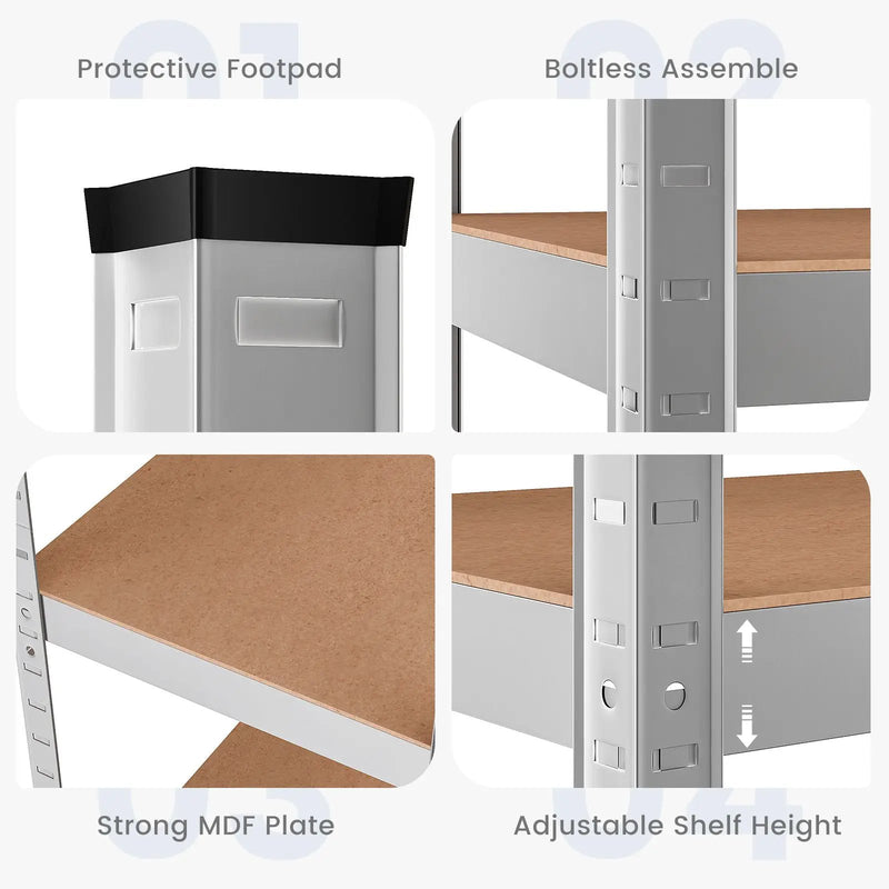35.5 x 71 Inch Adjustable 5-Layer 2000 lbs Capacity Tool Shelf-Silver by DirectDeals