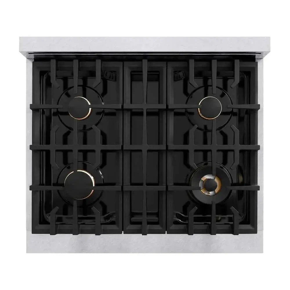 ZLINE 30" Dual Fuel Range, Gas Cooktop, Electric Convection Oven DuraSnow® Stainless Steel, Matte Black CDRSZ-30-MB by Farmhouse Kitchen and Bath