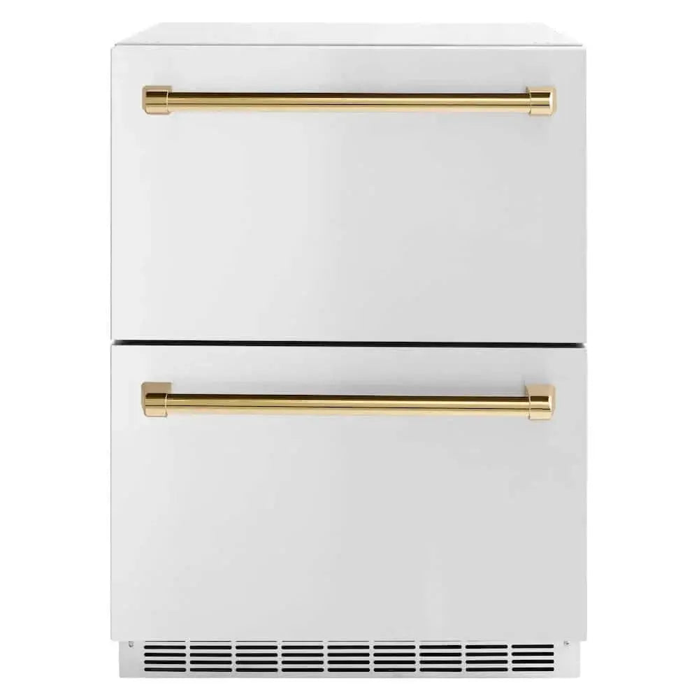 ZLINE 24" Touchstone 168 Can Outdoor-Rated Dual Refrigerator Drawer, Gold, RDSOZ-ST-24-G by Farmhouse Kitchen and Bath
