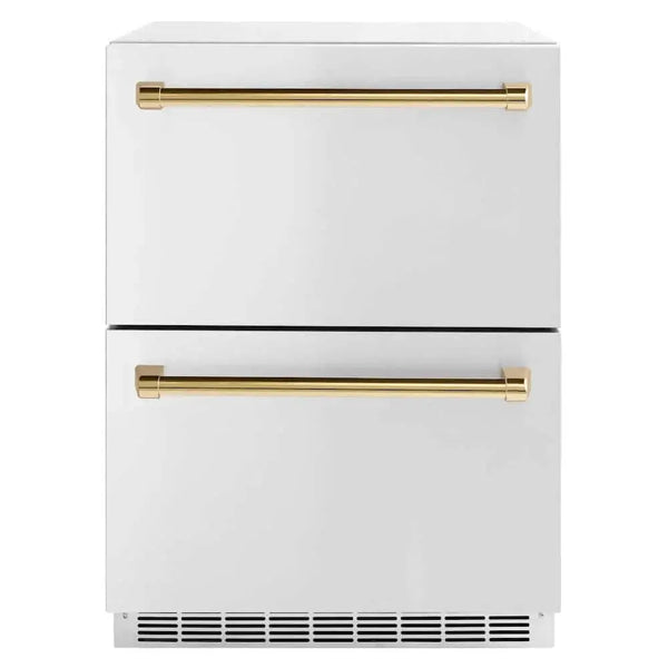 ZLINE 24" Touchstone 168 Can Outdoor-Rated Dual Refrigerator Drawer, Gold, RDSOZ-ST-24-G