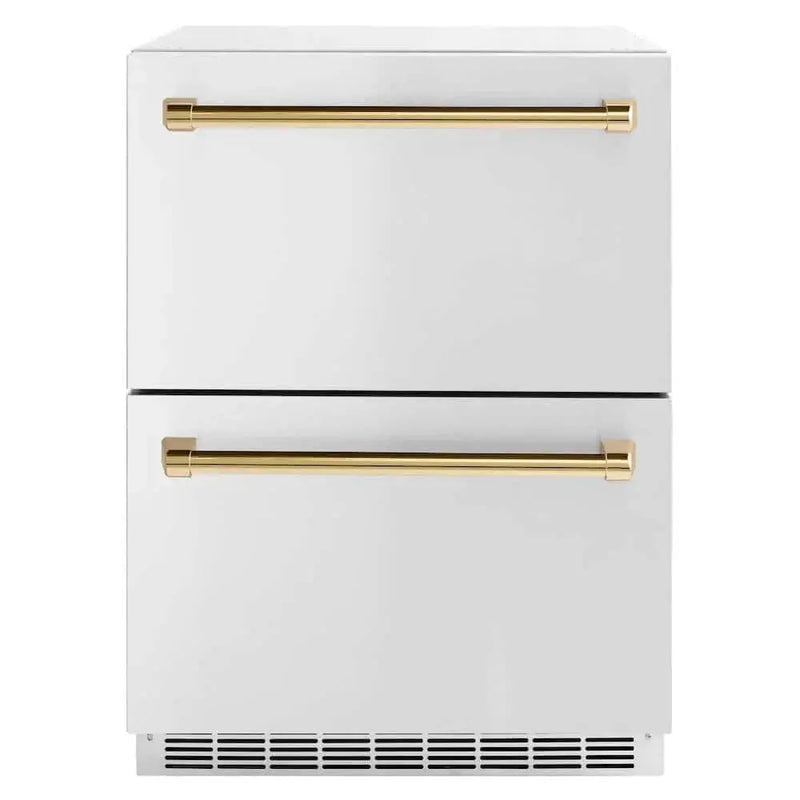 ZLINE 24" Touchstone 168 Can Outdoor-Rated Dual Refrigerator Drawer, Gold, RDSOZ-ST-24-G by Farmhouse Kitchen and Bath