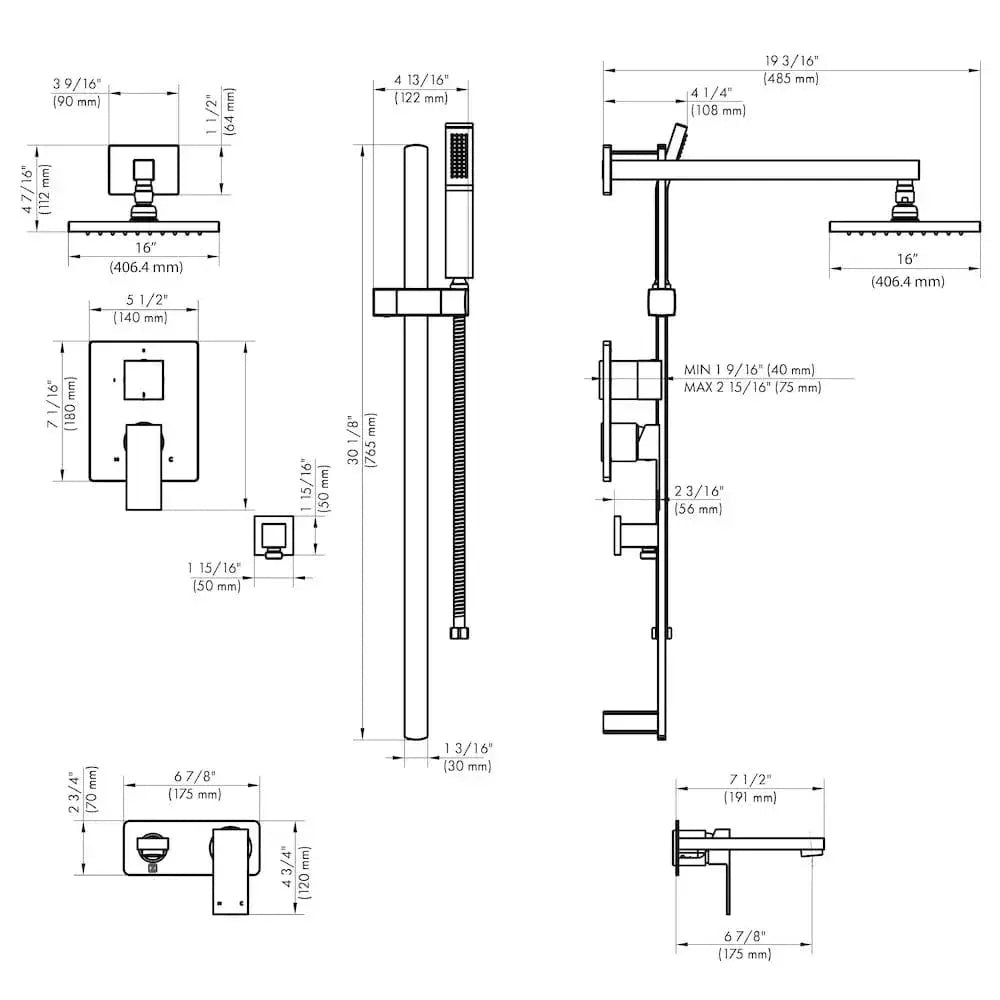 ZLINE Bliss Shower System Oversized Shower Head, BLS-SHS16-PG by Farmhouse Kitchen and Bath