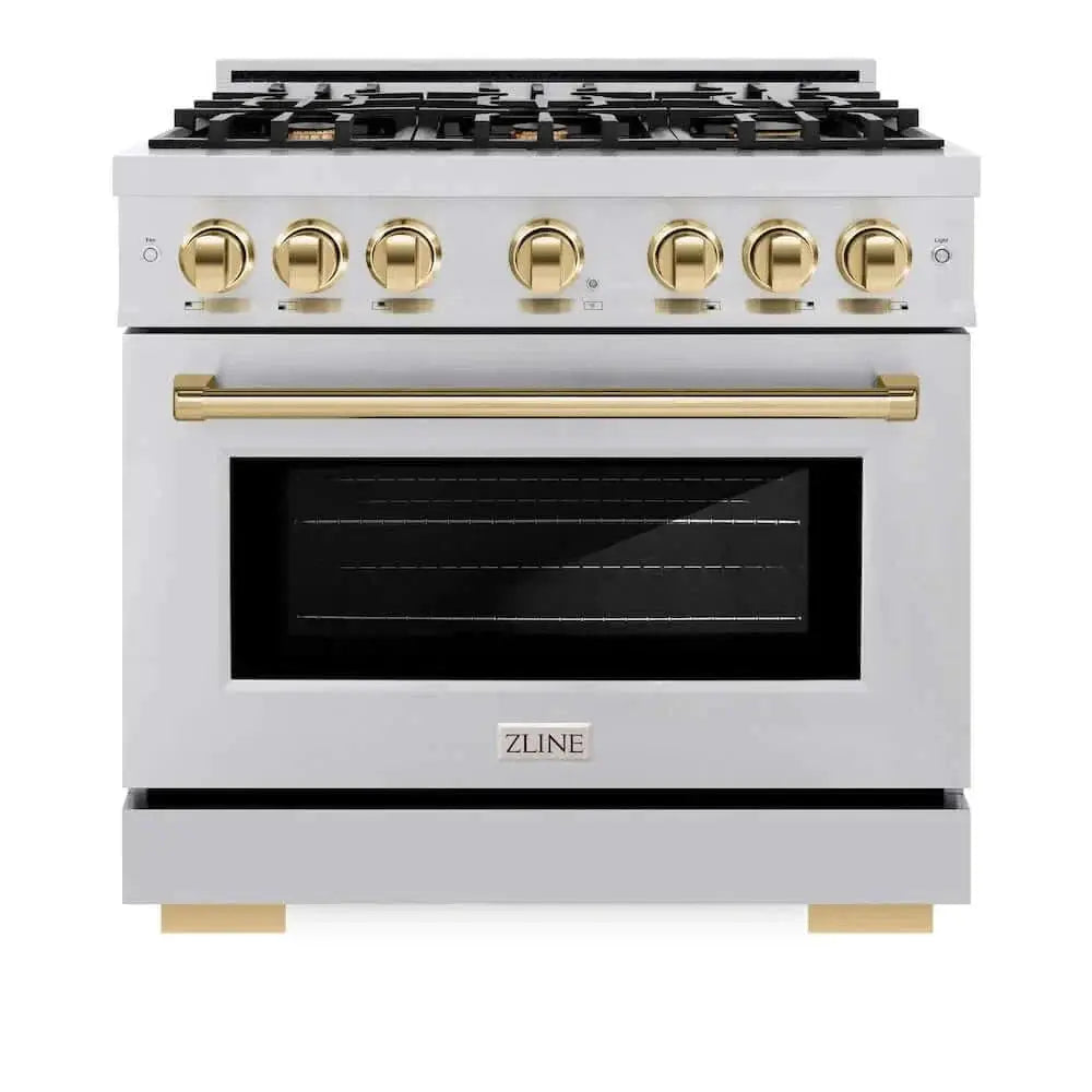ZLINE 36" Select Gas Range Convection Gas Oven Stainless Steel Gold HGRZ-36-G by Farmhouse Kitchen and Bath