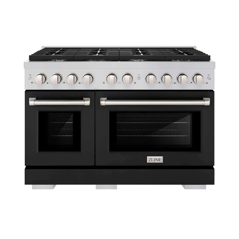 ZLINE 48"Paramount Dual Fuel Range Stainless Steel, Black Matte, SDR-BLM-48 by Farmhouse Kitchen and Bath