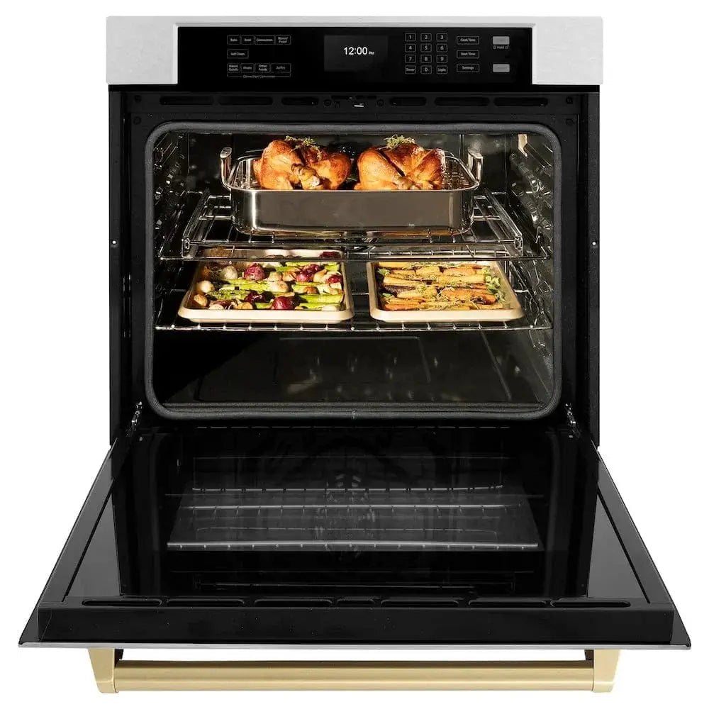 ZLINE 30"Professional True Convection Single Wall Oven, Air Fry, Self Clean, DuraSnow® Champagne Bronze WASSZ-30-CB by Farmhouse Kitchen and Bath