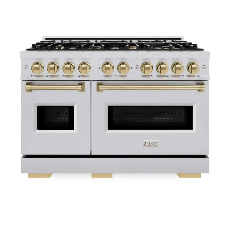ZLINE 48" Dual Fuel Range, Gas Cooktop, Electric Convection Oven Stainless Steel, Champagne Bronze CDRZ-48-CB by Farmhouse Kitchen and Bath