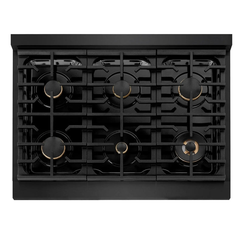 ZLINE 36"Paramount Dual Fuel Range Black Stainless Steel, Champagne Bronze SDRBZ-36-CB by Farmhouse Kitchen and Bath