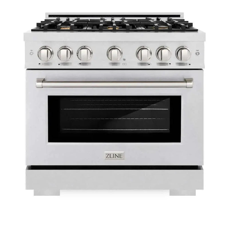 ZLINE 36" Select Gas Range Convection Gas Oven DuraSnow® Stainless Steel Brass Burners HGRS-BR-36 by Farmhouse Kitchen and Bath