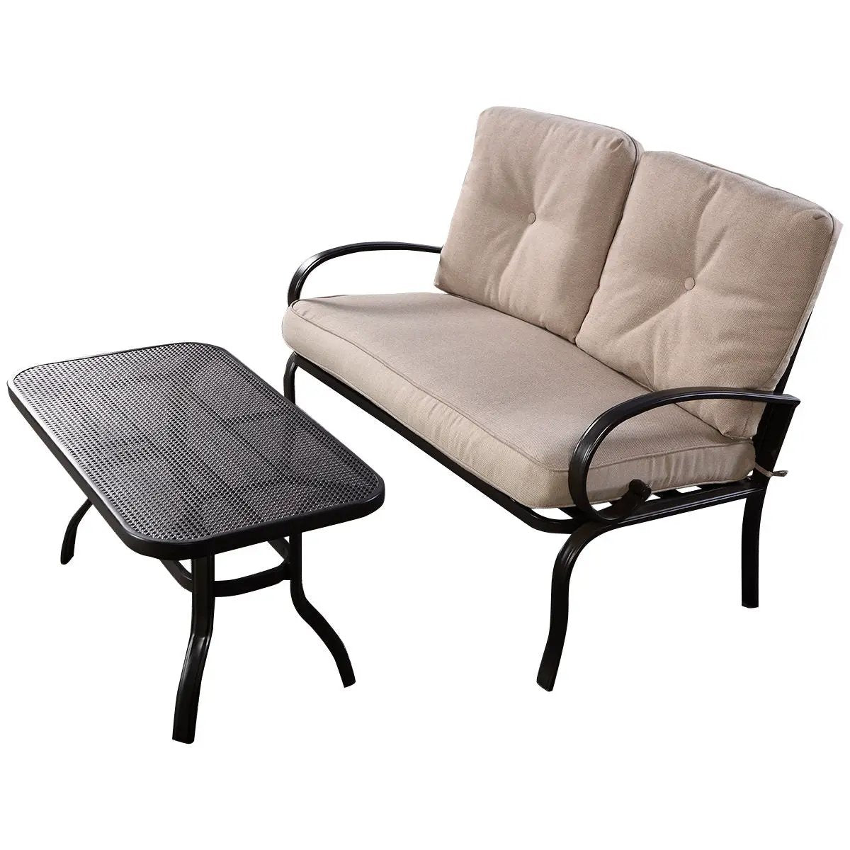 2 Pieces Patio Outdoor Cushioned Coffee Table Seat by DirectDeals